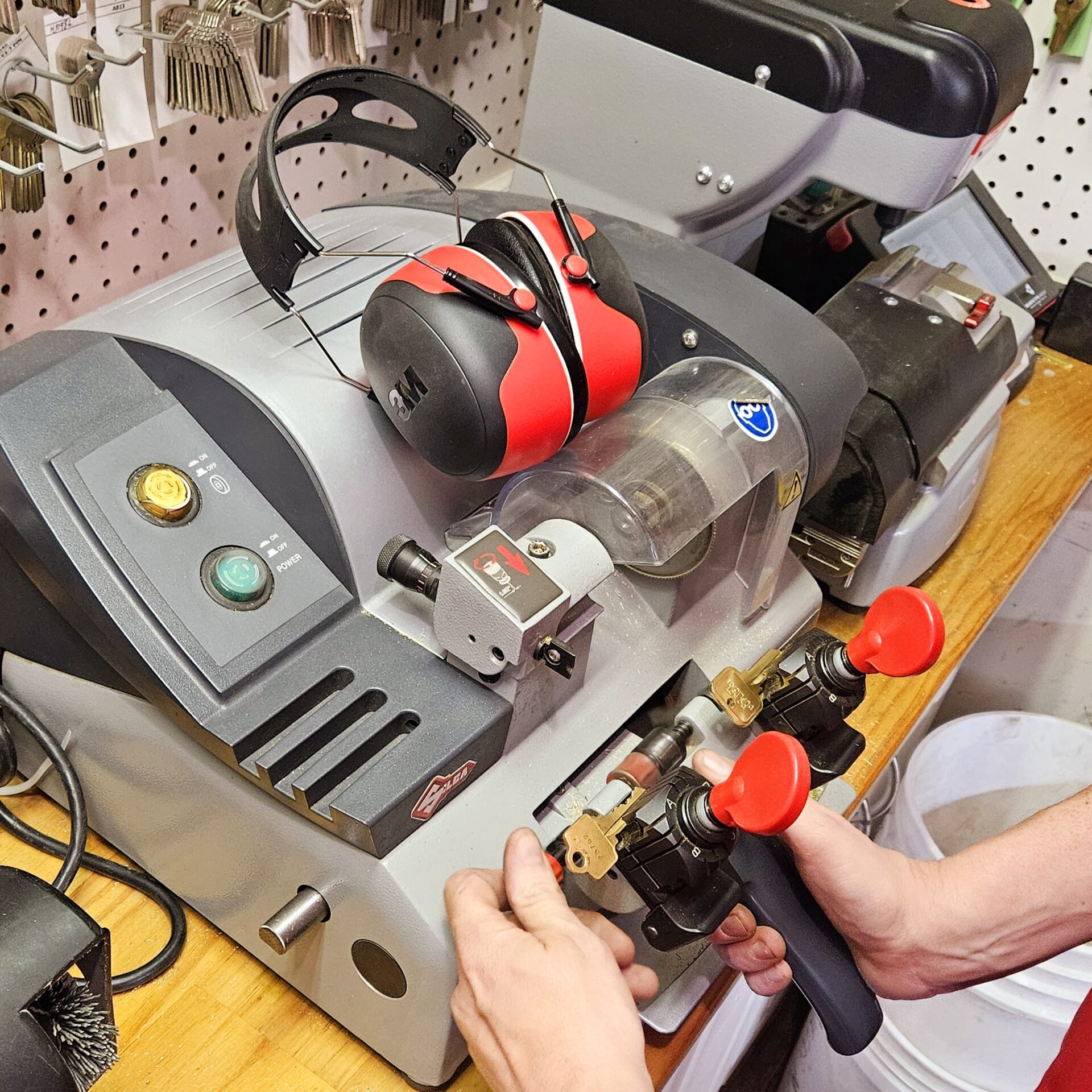 Able Locksmiths duplicates home and office keys on key machines in Frederick MD